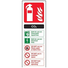 V Safety Co2 Id Fire Extinguisher Sign - Portrait - 100mm X 280mm - Self Adhesive Vinyl