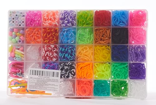 UUEMB 2500and Loom Bands Kit, 30 Colors Loom Bands for DIY Refill Bracelet Making Craft Kits, Loom Twist Bands with More Accessories in 40 Grids Case for Party, X-mas Birthday Gift for Kids