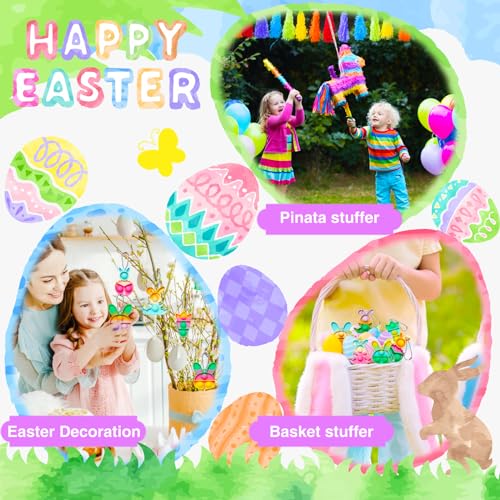 TOANWOD Easter Gifts for Kids Egg Hunt Toys: 30PCS Easter Hen Party Bag Fillers Basket Stuffers - Presents for Children Easter Decorations Kit for Tree Home - Pop Keyring Multi-Item Party Favours