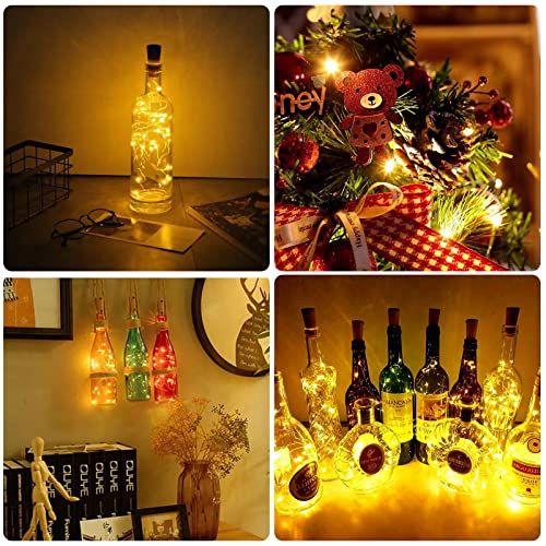 Akynite Bottle Cork Lights Warm White, 20 LEDs 2M String Fairy Lights, LED Gin Wine Bottle Lights for Dinner Party, Decoration Light for Wedding, Garden Table, Bedroom, Gift for Xmas, pack of 3