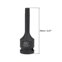 sourcing map 1/2 inches Drive x H7 (7mm) Impact Hex Bit Socket, Metric 3 inches Length, Cr-Mo Steel