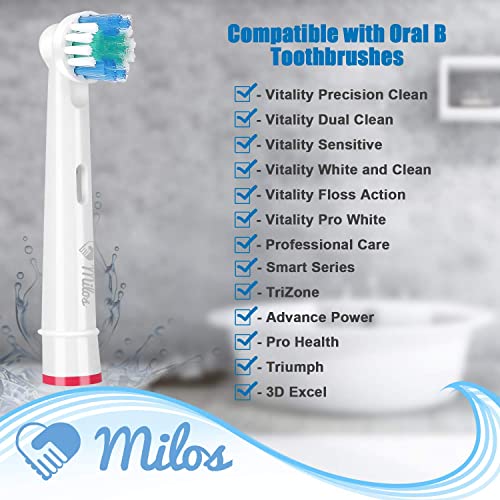 Milos Replacement Electric Toothbrush Head Set - 8-Pack of Replacement Toothbrush Heads Compatible w/Oral B and Braun - Teeth Cleaning Accessories