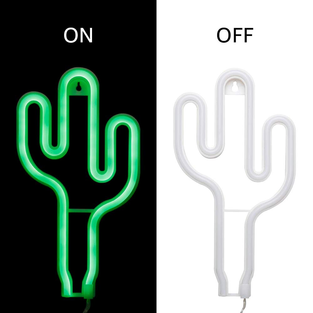 LED Green Cactus Neon Sign Wall Decor USB or Battery Operated Neon Night Lights Lamps Art Decor Wall Decoration Table Lights Decorative for Home Living Room Wedding Birthday Christmas Party