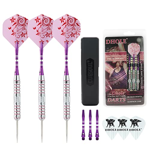 CUESOUL Pink Ladies 23 Grams Steel Tip Darts with 2 Different Sets Aluminum Shafts (C.FB.DHOL-F1206)