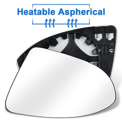 URAQT Fit for VW Golf MK7 2013-2020 Wing Mirror Glass, Right Heated Wing Mirror Glass Replacement, Convex Clear Driver Side Heated Aspherical with Support Plate Door Mirror OEM:V-W (5G0857522)