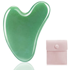 Gua Sha Facial Tools, Jade Gua Sha Stones Massage Scraping for Physical Therapy and SPA Acupuncture Therapy Used for Face, Eyes, Neck and Body (Green)