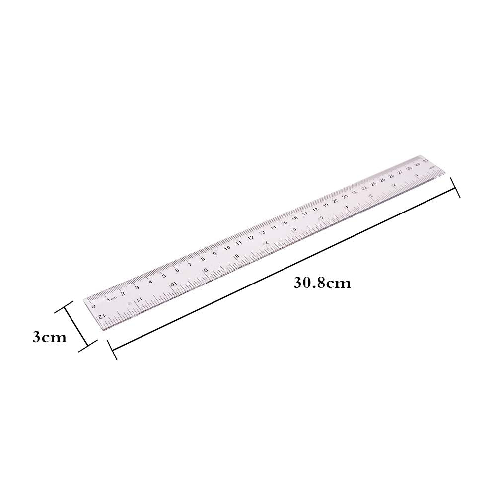 upain Rulers 30cm Multipack Shatterproof Plastic 12 Inch Transparent Ruler for School Classroom Office Supplies 10 Pack