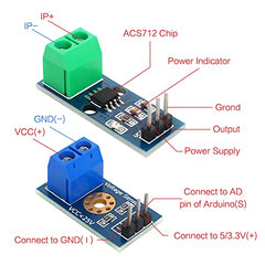 2Pcs ACS712 30A Current Sensor Module 2 Pcs Max 25V Voltage Sensor Module Terminal Sensor Module Current Sensor Measuring Module for Arduino DIY Electronic Project
