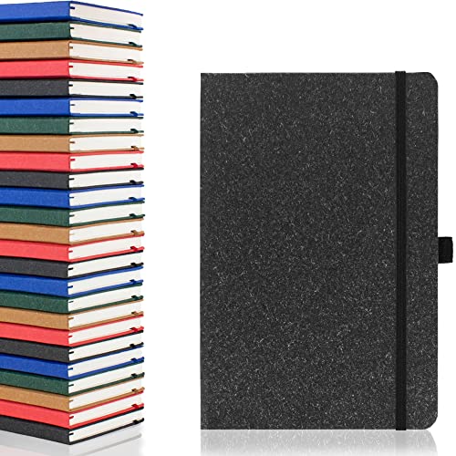 Notes London A5 Environmentally Friendly Eco Notebook with Lined Pages & Date Marks, 100% Recycled Paper, Ribbon, Pen Loop and Enclosure band, Hardback Journal Notepad Note (Charcoal)