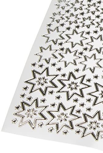 Anitas Outline Stickers, Sparkling Stars, Silver on White, For Scrapbooking, Card Making, Kids Play, Homework, Art, Craft, Embelish, Decorative, Paper, Card, Glass, Metal, Plastic, Foam