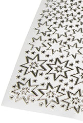 Anitas Outline Stickers, Sparkling Stars, Silver on White, For Scrapbooking, Card Making, Kids Play, Homework, Art, Craft, Embelish, Decorative, Paper, Card, Glass, Metal, Plastic, Foam