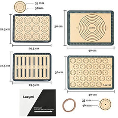 4 Piece Set Silicone NonStick Baking Mats Sheet with Measurement-Resuable Non-Slip Tray Liners, Pastry/Macaron/Cake/Cookie/Bread Making, Fit for Table Mat Counter Mat (Grey)