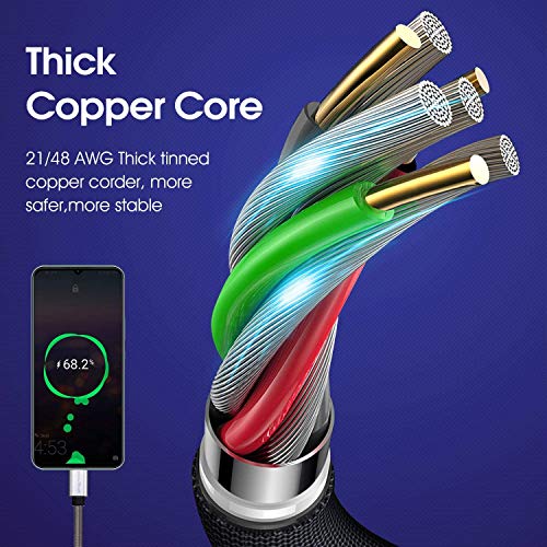CyvenSmart 3 Pack 2M USB C Cable, 2 Metres Long Type C Fast Charging Cable USB A 2.0 to USB C Compatible with Samsung Galaxy S10 S9 S8 Plus Note 9 8,LG V50 V40 G8 G7 Thinq, Moto Z