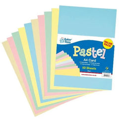 Baker Ross E10072 A4 Pastel Card Pack - Pack of 50, Easter Crafts, Craft For Kids