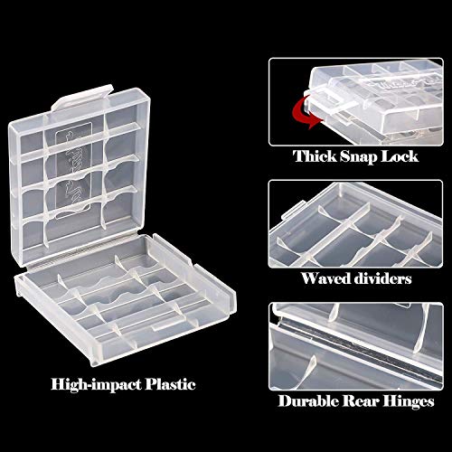 GTIWUNG 12 Pcs AA/AAA Cell Battery Storage Case Holder Box, Plastic Battery Case for Batteries and Rechargeable Batteries, Clear Color