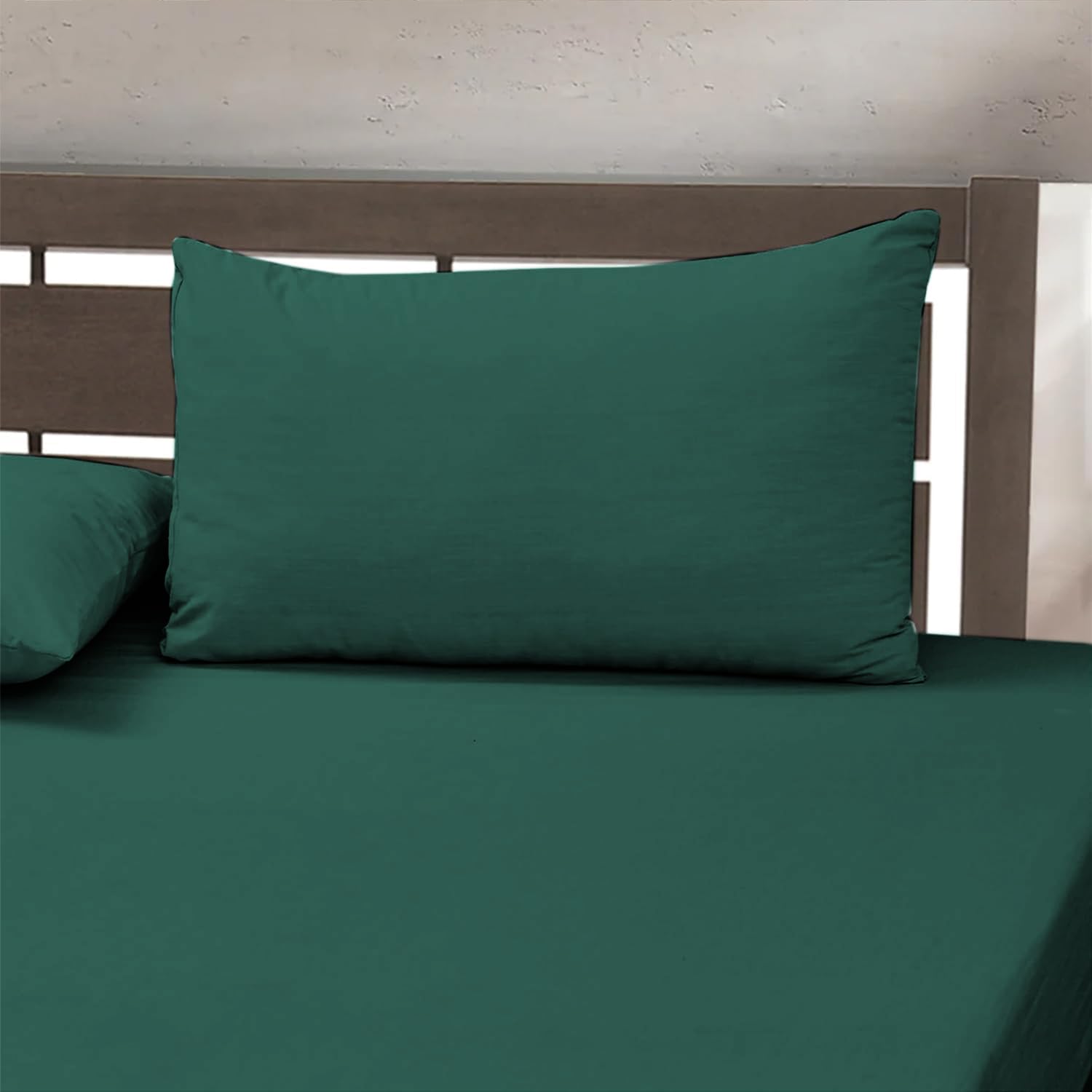 My home store Fitted Sheet 25 cm Deep Brushed Microfiber Ultra Soft No-Iron Wrinkle-Resistant Plain Dyed Fitted Bed Sheets Hypoallergenic Breathable Sheets (Emerald, Super King)