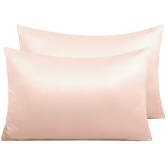 NTBAY 2 Pack Zippered Satin Pillow Cases for Hair and Skin, Luxury King Hidden Zipper Pillowcases Set of 2, 50x90 cm, Pink