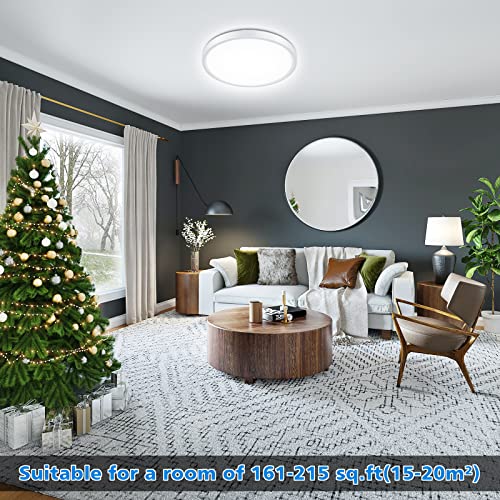 Defurhome Bathroom Ceiling Light, 24W (150W Equivalent), 2200LM, 5000K Daylight White,IP54 Waterproof, Flush Mount,Modern Ceiling Light for Living Room,Kitchen,Porch,Bedroom,Ø30CM(White)