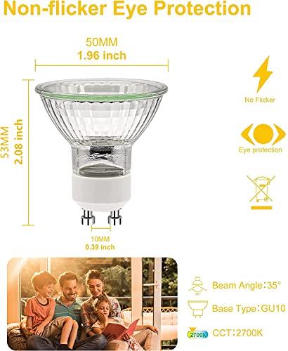 Simusi GU10 Halogen Light Bulbs, GU10 Bulbs 35W, 12 Pack Spotlight Bulbs 35W, Light Bulbs Halogen Equivalent Energy 2 Pin 35° Beam Angle 2700K Dimmable Warm White