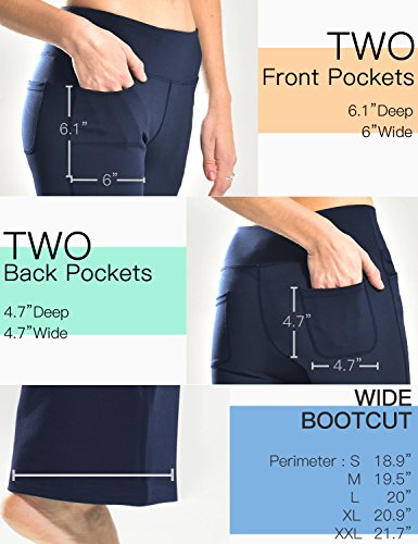 SAFORT 28 inches/30 inches/32 inches/34 inches Inseam Regular/Tall Bootcut Yoga Pants, 4 Pockets, UPF50and, Blue, XXL