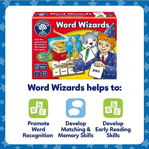 Orchard Toys Word Wizards Spelling Game - Educational Word Games for 4 Year Olds and Up - Alphabet, Word Building and Phonics Games - Learning Toys and Gifts for Kids, Boys and Girls - Age 4and