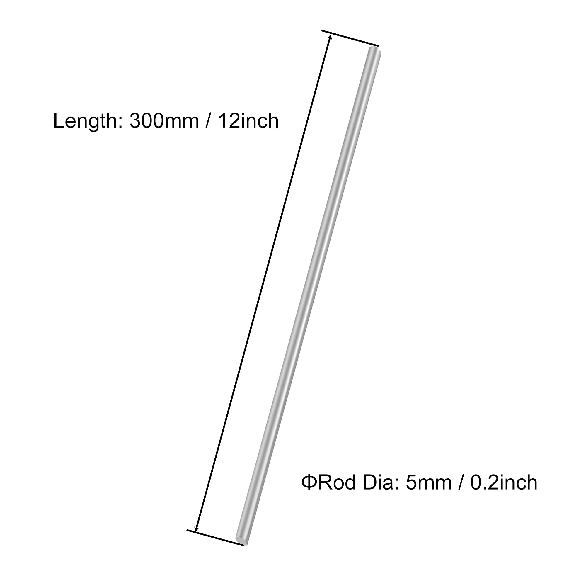 VictorsHome 5mm x 300mm 304 Stainless Steel Round Rod, Metal Solid Shaft Lathe Bar Stock for Model Car DIY Crafts 10pcs