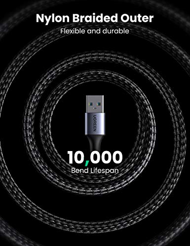 UGREEN USB Cable, USB 3.0 A to A Data Cable Braided, 5Gbps High Speed Transfer USB to USB Cable, Compatible with External Hard Drive/Laptop Cooling Pad/Docking Station/PC/TV/DVD/Printer/Camera(1M)