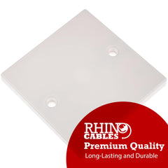 rhinocables Electrical Blanking Plate 2 (Two) Gang - White Gloss Plastic Finish (1, Single)