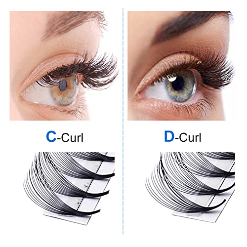 Premade Fans Eyelash Extension 14D D Curl 0.07mm 14mm Pre Fanned Russian Volume Lashes Middle Tap Volume Lash Extensions(14d-0.07-d-14)