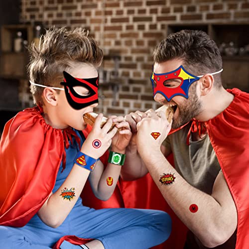 Landifor 36pcs Superhero Party Bag Fillers Avengers Party Bag Favors Includes Colour-In Paper Mask Slap Bands for Kids Classroom Rewards Birthday Party Pinata Filler Lucky Dip Prize