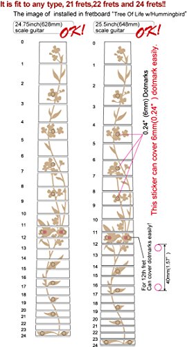 Inlay Sticker Fret Markers for Guitars - Tree Of Life w/Hummingbird, FT-055TL-HM