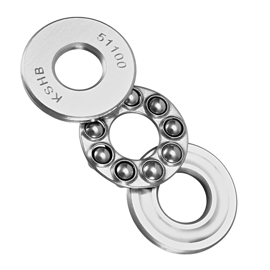 sourcing map 51100 Thrust Ball Bearings 10mm x 24mm x 9mm Chrome Steel ABEC3 Single Row Roller 2pcs