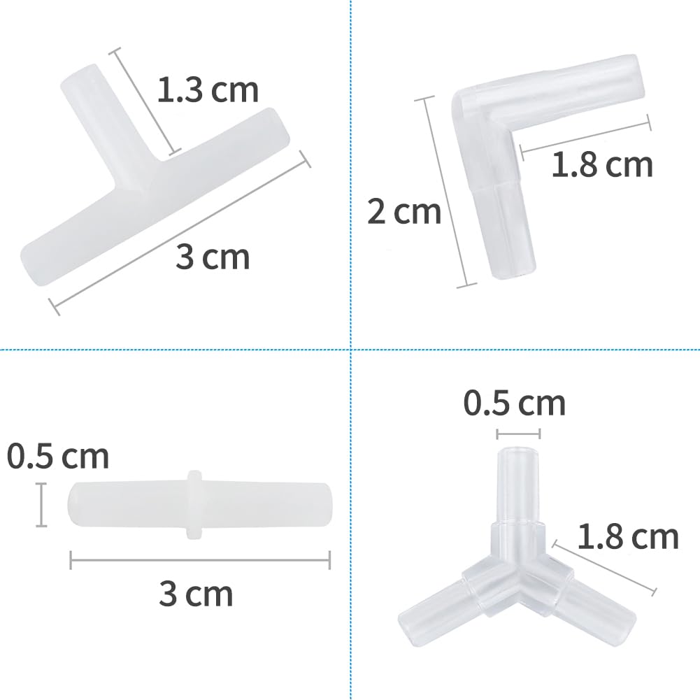 Pawfly Aquarium Airline Tubing Connectors 4 kinds Plastic Inline Valve, 40-Piece
