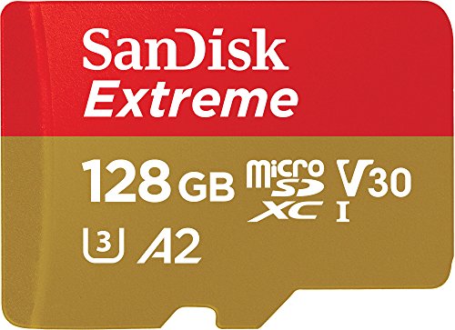 SanDisk 128GB Extreme microSDXC card for Action Cams and Drones and SD adapter and RescuePRO Deluxe, up to 190 MB/s, with A2 App Performance, UHS-I, Class 10, U3, V30