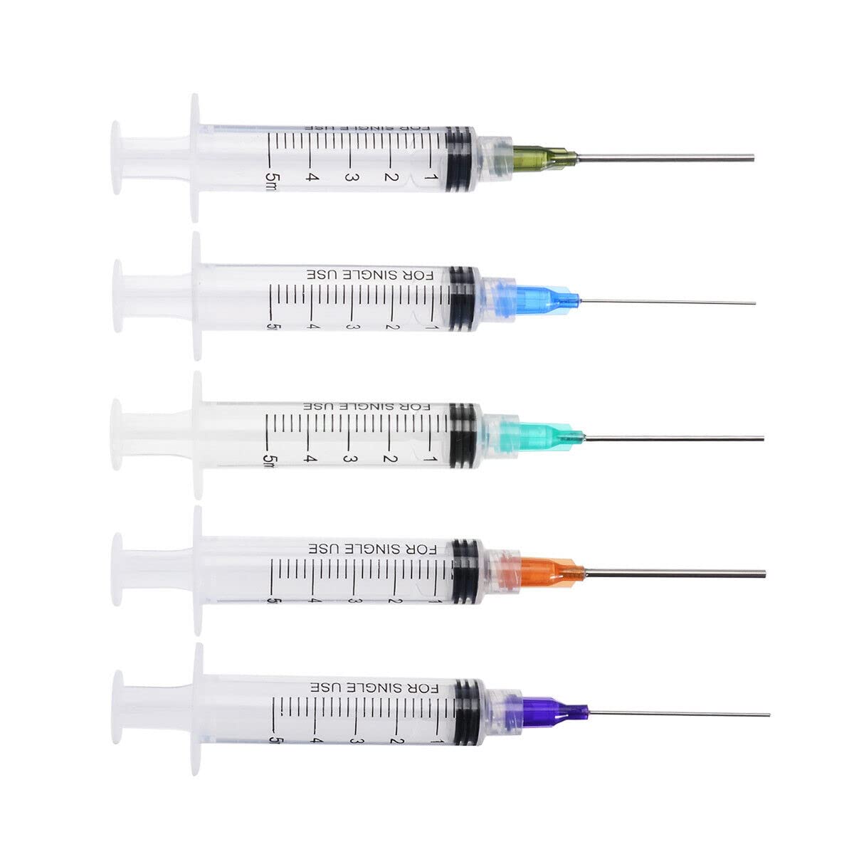 5 Pack 5ml Ink Filling Syringe Luer Lock Plastic Syringes With Platic 1.5'' Blunt Needle Tip For Liquid Glue Oil Ink