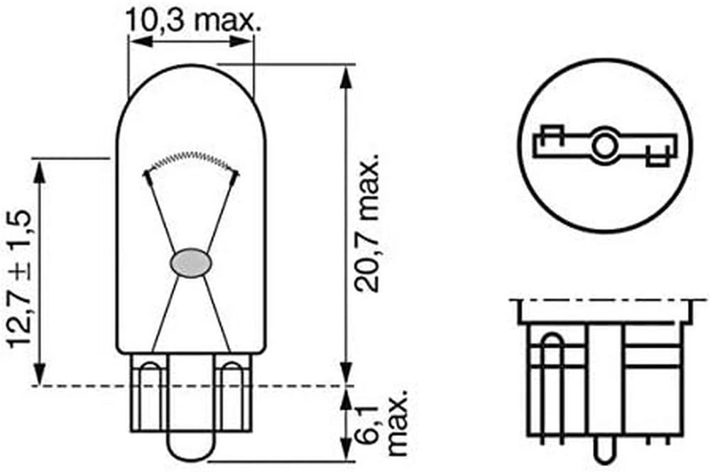 Bosch W5W (501) Pure Light Car Light Bulbs - 12 V 5 W W2,1x9,5d - 2 Bulbs