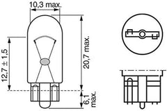 Bosch W5W (501) Pure Light Car Light Bulbs - 12 V 5 W W2,1x9,5d - 2 Bulbs