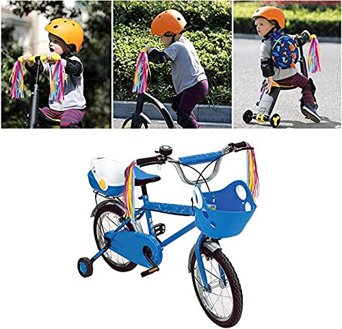 Ainkou 1 Pair Kid's Rainbow Bike Streamers for Girls Boys, 2pcs 10 inches Childrens Colorful Bicycle Handlebar Grips Tassel Ribbons (Yellow Pink)