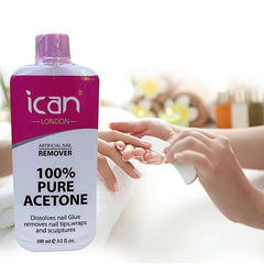 Ican London 100% Pure Acetone Nail Polish Remover UV GEL Soak Off 100ML