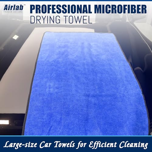 Airlab Microfibre Cloth Extra Large XXL 90x60cm, Dual-Sided Car Drying Towels 500GSM, Super Absorbent Ultra Soft Cleaning Cloths for Auto Detailing, Motorcycles Polishing, Vehicles Washing