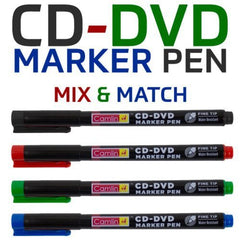 Camlin 4 x FINE TIP CD DVD PERMANENT MARKER PENS RED-GREEN-BLUE-BLACK WATER/UV RESIST