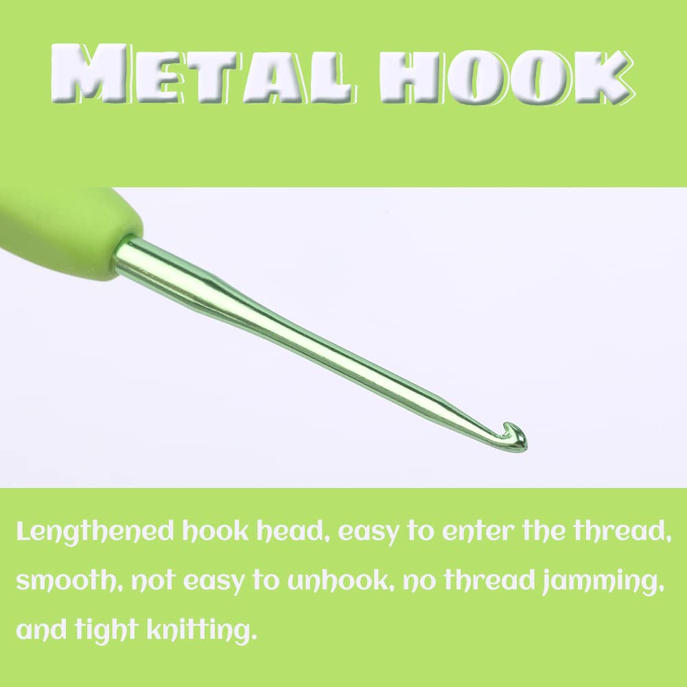 2 mm Crochet Hook, Aluminum Soft Grip Rubber Handle Needles Ergonomic Knitting Needles Crochet Needle for Beginners and Handmade DIY Knitting Crochet (2 mm)