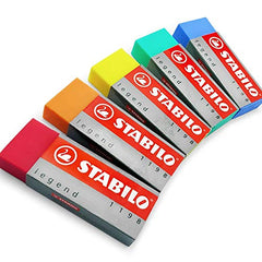 STABILO Legend Plastic Eraser Pack of 5 Blue, Green, Orange, Red, Yellow