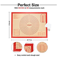 Extra Large & Thick Silicone Baking Mat 71×51 cm, Non Stick Pastry Rolling Sheet with Measurement, Non-Slip Silicon Dough kneading Board, Counter Table Mat, Placemat, for Pie/Cake/Pizza (RedandScraper)