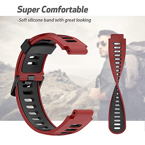 NotoCity Forerunner 735XT/235 Strap Replacement Watch Band Silicone Sports Strap for Garmin Forerunner 235/230/620/630/735XT(red, black buckle)