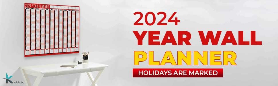 2024 Year Wall Planner Large A1-2024 Wall Calendar Runs January to December Full Year to View Holidays are Marked - Ideal for Home and Office - Folded