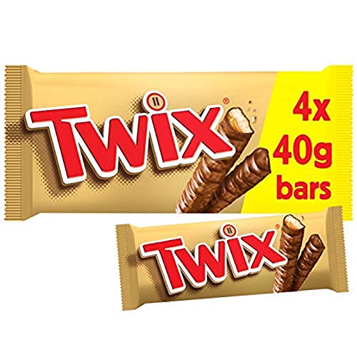 Twix Chocolate Biscuit Bars with Caramel, for Gift Bag,4 Bars of 40g