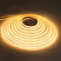 COB LED Strip 5M, Warm White 2700K LED Strip Light DC24V, 480LEDs/M, CRI 90and Super Bright Uniform Dotless LED Tape Lights for Cabinet Kitchen Home DIY Indoor Lighting Projects (No Power Supply)