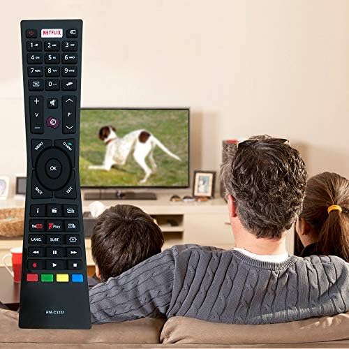 Replacement JVC Remote Control RM-C3232 RM-C3231 RC43101P for JVC Bush Remote Smart 4K UHD LED LCD TVs with Fplay YouTube Netflix Buttons LT-24C680 LT-24C685 LT-32C695 LT-32C795 LT-40C790 -Black