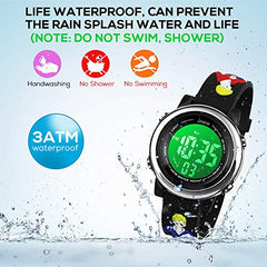 Bigmeda Kids Digital Watch, 3D Cartoon Sports Watch for 3-10 Year Boys Girls, Time Date Display, 7 Color Backlight, Stopwatch, Alarm Functions Kids Waterproof Wrist Watch (Football)